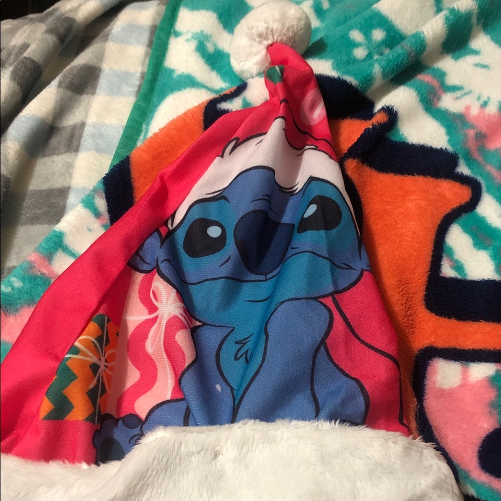 Blue & Pink Stitch Character Santa Hat